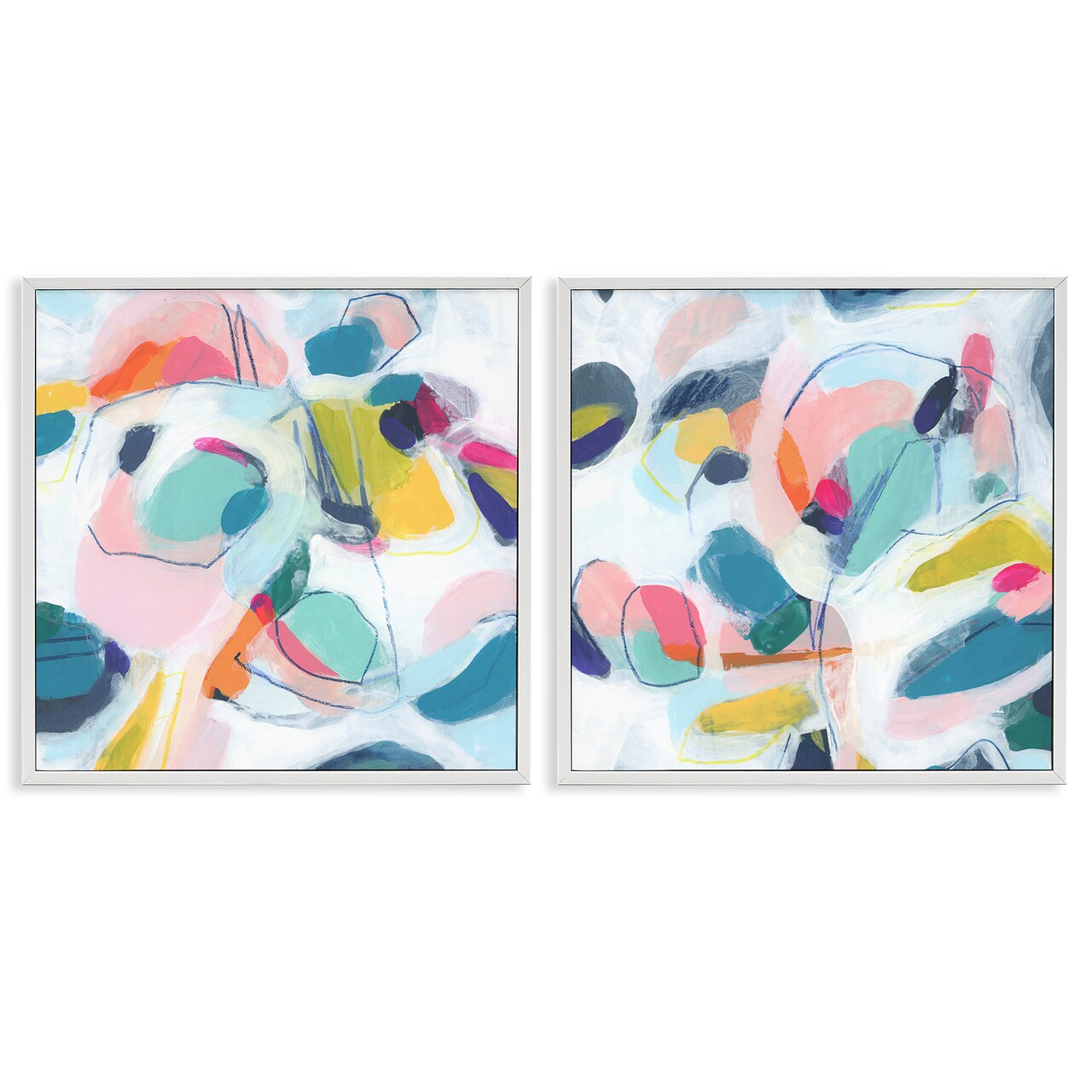 Stupell Industries Eye-catching Abstract Pastels 2 pc Framed Giclee Wall Art Set Design by June Erica Vess
